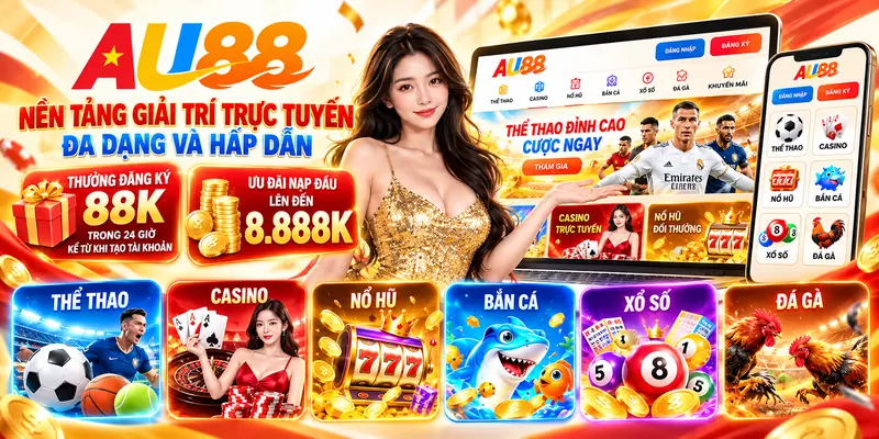 AU88 trang chủ với danh mục giải trí và thông tin khuyến mãi 2026